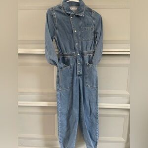 Girls Zara Blue Denim Jumpsuit